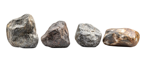 Pack Collection Unrefined Metal Nuggets CloseUp View of Raw Ore Samples set against transparent background