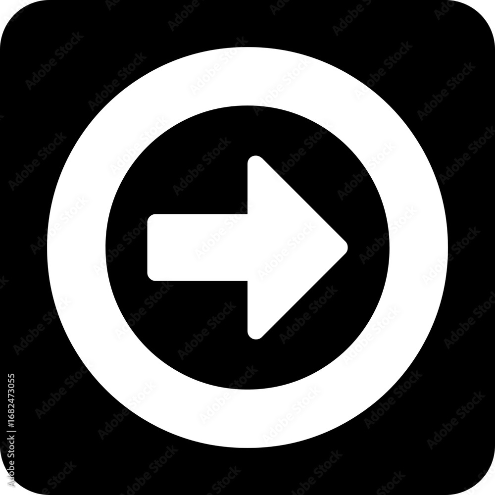 Poster right direction arrow in circle icon vector