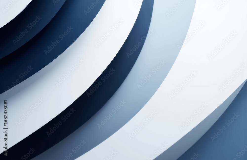 Poster curved abstract shapes with smooth gradient shades of blue and white creating a modern design
