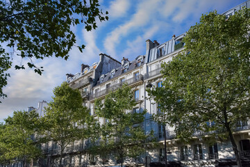 Paris, beautiful buildings, view from the coulee verte Rene-dumont in the 12th district, footpath
