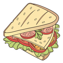Delicious sandwich with lettuce tomato and cheese food meal