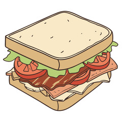 Delicious sandwich with bacon lettuce and tomato bread