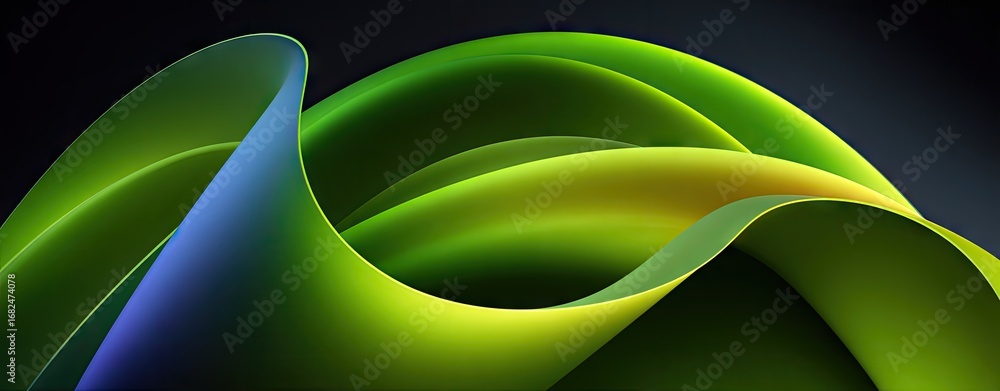 Aufkleber dynamic, flowing shapes create a captivating abstract design with shades of green and blue, a mesmer
