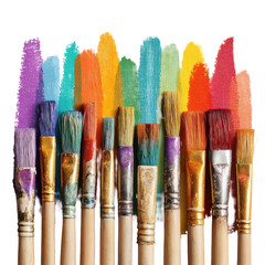 Fototapeta premium Paintbrushes dipped in vibrant rainbow colored paint