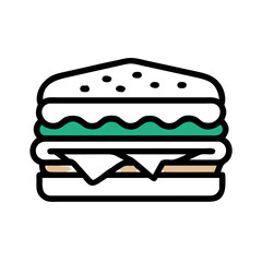 Layered Sandwich with Green Wave Element food bread