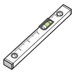 Level tool with bubble indicator and markings ruler measuring tool