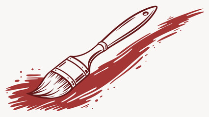 Maroon paintbrush creating abstract splash and splatter stroke