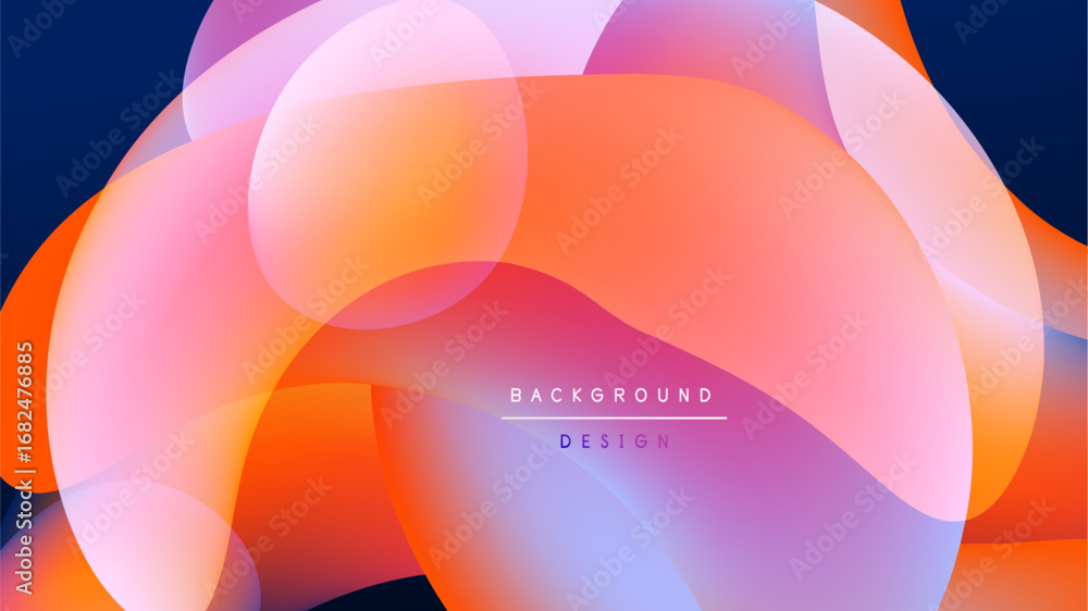 Poster abstract colorful shapes overlap, creating dynamic visual effect. gradient hues blend, forming moder