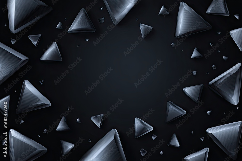 Poster a dark backdrop is filled with numerous, glossy triangles, creating a visually intriguing and sophis