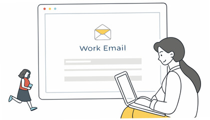 People working on laptops and phones business communication