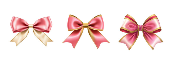 Set of Bow Isolated on Transparent Background. PNG.