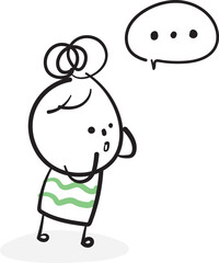 (Message) hand drawn girl icons. Vector illustration.	