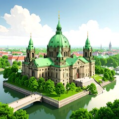 Obraz premium Cityscape of Dresden Cathedral