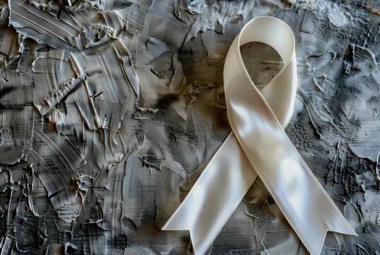 White satin ribbon, Multiple Sclerosis awareness.