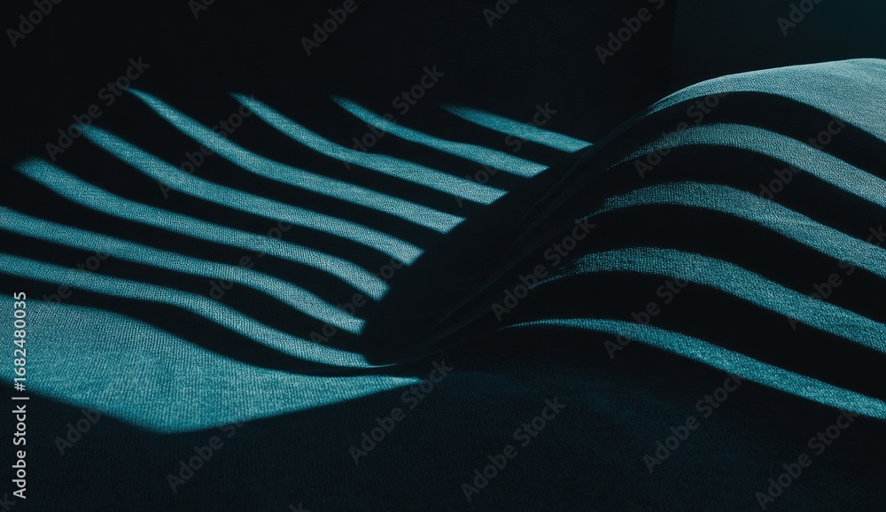 Poster intricate patterns of light and shadow, creating a dramatic effect on a textured teal surface.