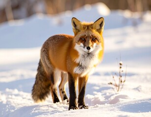 Fototapeta premium A fox standing in the snow