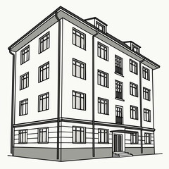 White apartment building with multiple windows and balconies residential architecture