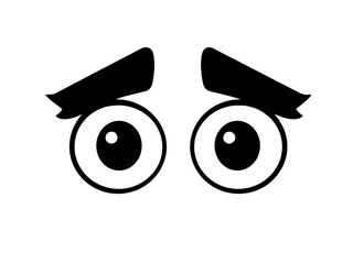 two cartoon eyes with big eyebrows