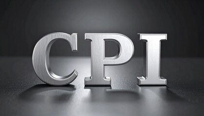 Consumer price index cpi bold metallic letters inflation economics finance data and statistics