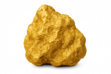 Large gold nugget on transparent background, symbolizing wealth, prosperity, and success in business ventures