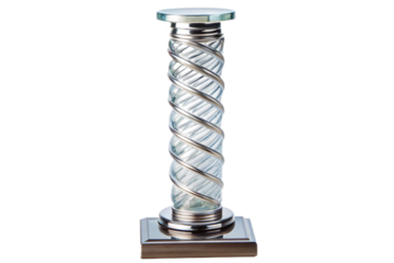 Elegant spiral glass column trophy with silver base for award ceremonies and achievements transparent background