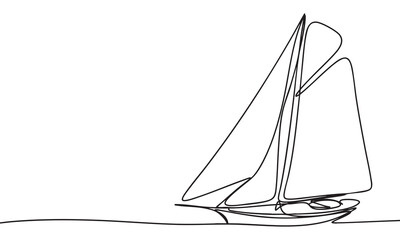 Sailing Vessel Silhouette A One-Line Art Representation