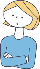 困った顔の女性の上半身