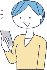 スマホを見る女性