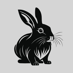 Fototapeta premium Rabbit Animal Vector Logo in Black and White, Minimalist and Clean Design, Ideal for Wildlife Branding, Nature Illustration, and Distinct Animal Identity 