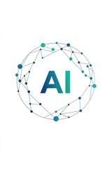 Abstract AI logo with a connected circular node framework illustration