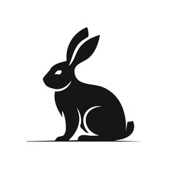 Obraz premium Rabbit Animal Vector Logo in Black and White, Minimalist and Clean Design, Ideal for Wildlife Branding, Nature Illustration, and Distinct Animal Identity 