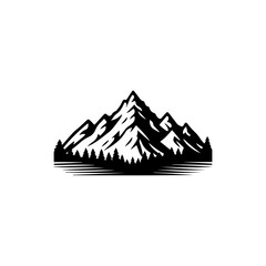 Fototapeta premium Monochrome mountain range with trees, nature landscape illustration design.