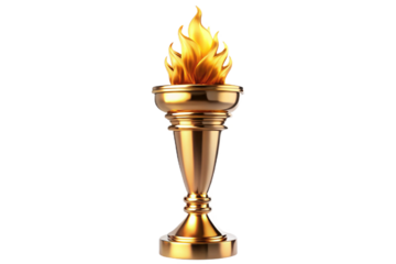 Golden torch trophy symbolizing victory achievement and excellence isolated on transparent background transparent background