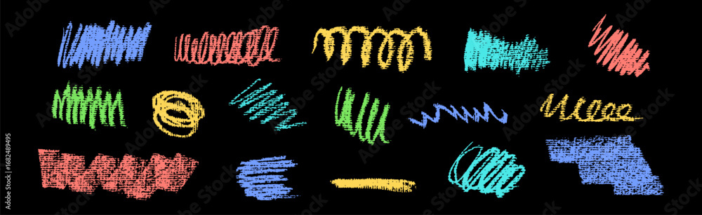 Poster decorative vector freehand smears and scratchy traces with bold scrawl texture. curl, swirl and wave