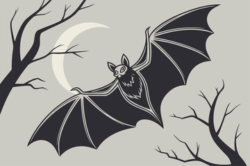 "Scary Bat Silhouette Graphic for Halloween"
