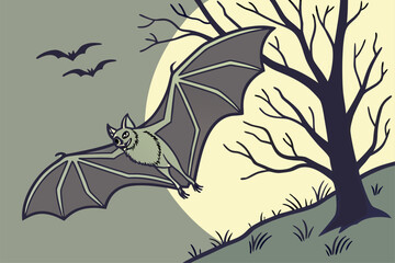 "Flying Bat Shadow Halloween Clipart"
