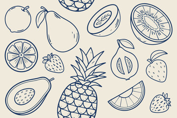 Collection of simple doodle icons and symbols hand drawn