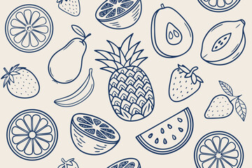 Doodle icons with arrows, crowns, and hearts drawing