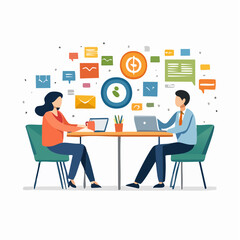Fototapeta premium Business cooperation and teamwork flat vector isolated icons pack