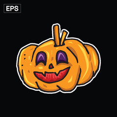 Smiling Halloween Pumpkin Graphic Illustration