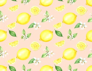 Lemon Pattern Watercolor Art