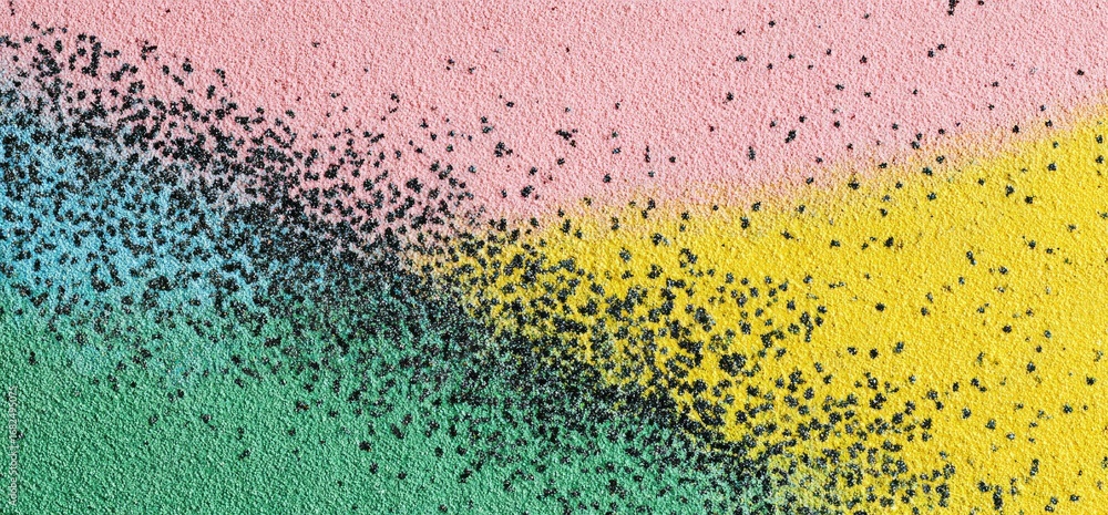 Poster a vibrant texture design showcasing a blend of pastel colors and dark speckles, creating a dynamic a
