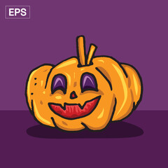 Smiling Halloween Pumpkin Graphic Illustration