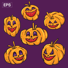 Smiling Halloween Pumpkin Graphic Illustration