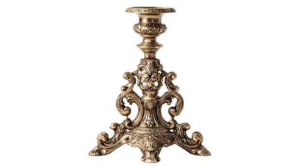 Ornate gold candleholder with intricate carvings
