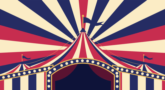 Step right up to this vibrant vintage circus tent, ready for your next exciting event design