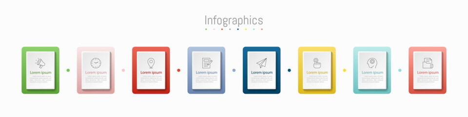 Infographic 8 options design elements for your business data. Vector Illustration.