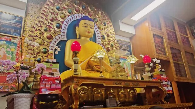 Religious Sculpture: Buddha in a Meditative Pose in Manali.
