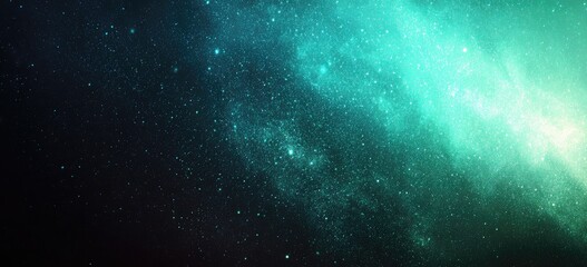 A captivating celestial expanse, featuring a gradient of deep teal and vibrant turquoise hues, showcasing scattered stellar points against a dark backdrop.