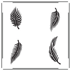 Silhouettes of Detailed Leaves, Black Leaf Illustrations, Botanical Leaf Vectors, Tropical Plant Leaves, Palm Leaf Design, Nature Art, Decorative Leaf Silhouettes